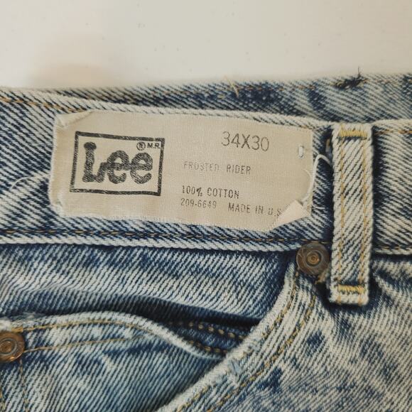 Vintage 80s Lee Riders 34x30 True to Size USA Made 12" Rise Acid Wash Talon Zip - Picture 6 of 10